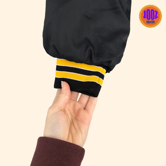 Baggy vest jacket black yellow Y2K vintage style M medium varsity jacket style - Picture 6 of 8